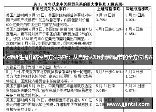 心理韧性提升路径与方法探析：从自我认知到情绪调节的全方位培养